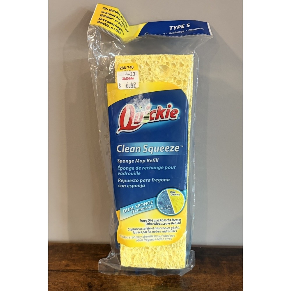 Quickie Clean Squeeze Sponge Mop Refill Type S #045 Replacement Discontinued